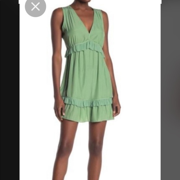 Ramy Brook light green V Neck Merida Ruffle Dress Size 8 - Picture 2 of 7